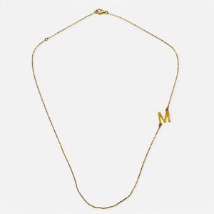 FAJEWELRY 14k Gold Plated Sterling‎ Initial " M " Necklace Sideways Letter
